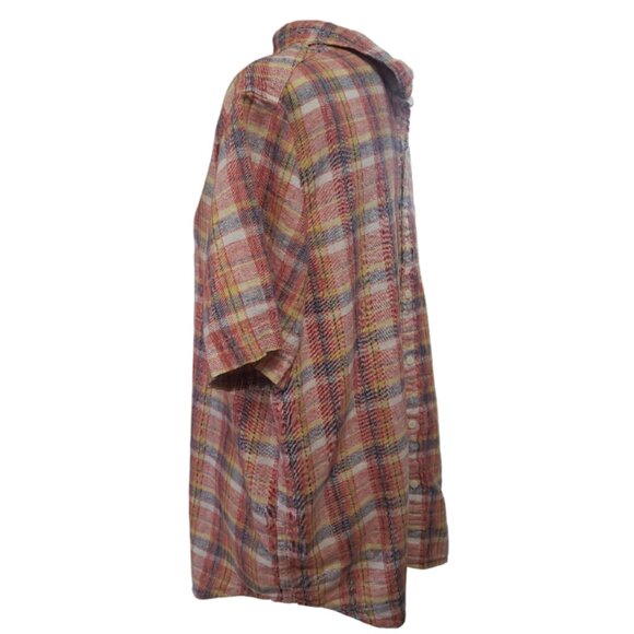 Levi's Men’s Linen Cotton Blend CollaredShort Sleeve Multicolored Plaid XL - Picture 3 of 5